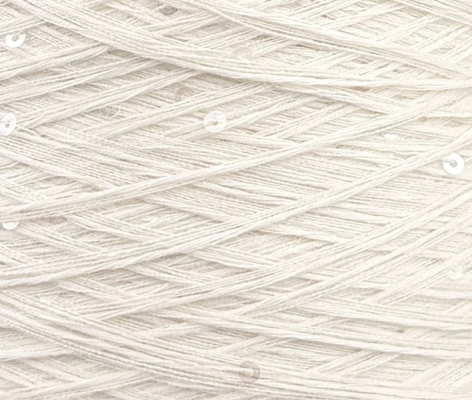 Art. Merino Brillante 500 m / 100 g  – Filato in lana merino con paillettes col. Avorio naturale